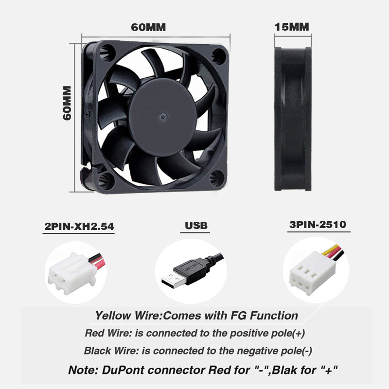2 komada 60mm 6015 5V 12V 24V bez četkica USB 2PIN 3PIN DC hladnjak ventilator 60x60x15mm 6015 6cm za računalo PC CPU hlađenje kućišta