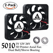 2Pcs Gdstime DC 5V 12V 24V Ventilator 50mm 50x50x10mm Dual Ball Ispuh Hladnjak bez četkica 5cm 50mmx10mm PC Prijenosno računalo Ventilator za hlađenje