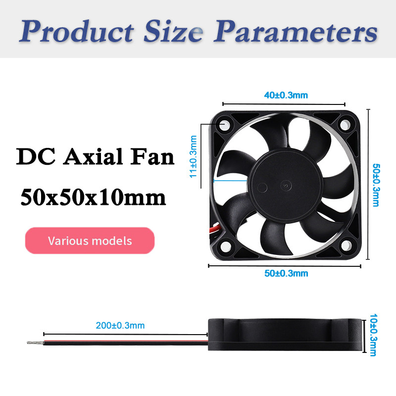 2Pcs Gdstime DC 5V 12V 24V Ventilator 50mm 50x50x10mm Dual Ball Ispuh Hladnjak bez četkica 5cm 50mmx10mm PC Prijenosno računalo Ventilator za hlađenje