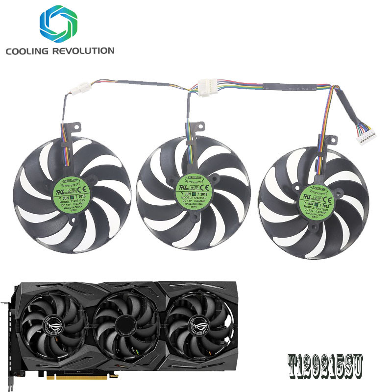 T129215SU 7 kontaktų GPU kortelės aušintuvo ventiliatoriai, skirti ASUS ROG STRIX-GeForce RTX 2070 2080 SUPER Ti GAMING RTX2080 RTX2080Ti ventiliatoriui