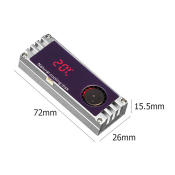 Μ.2 SSD Heatsink Cooler for 2280 22110 NVMe NGFF M2 Solid State Drive with Turbo Cooling Fan Digital Temperature Display