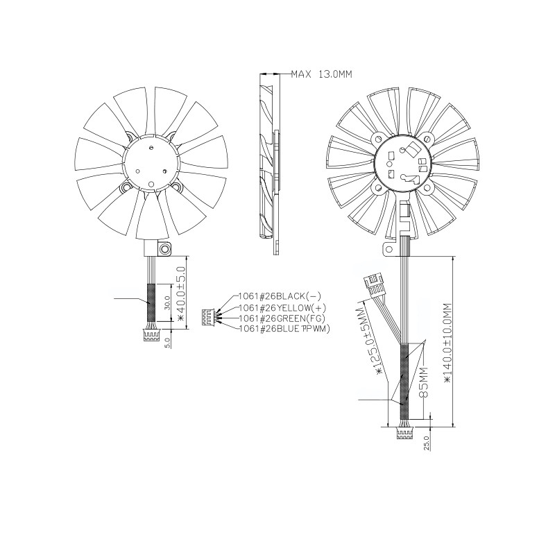 2 DB 87 mm-es grafikus kártya hűtőventillátor ASUS DUAL GeForce GTX1060-O6G P106-100 PLD09210S12HH DC12V 0.40A T129215SU DC12V 0.50AMP-hez