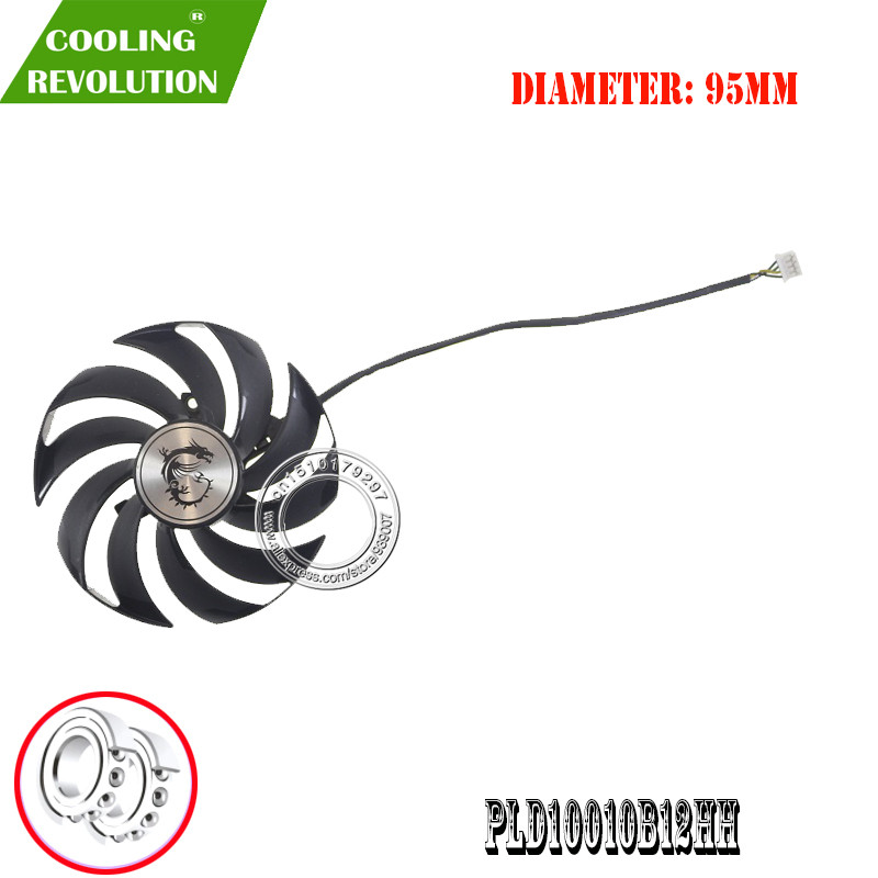 95 mm PLD10010B12HH DC12V 0,40 A 4 tűs grafikus ventilátor MSI Radeon RX 6700 XT Gaming X-hez