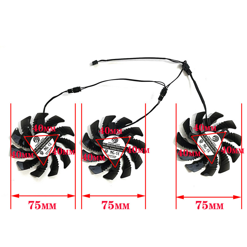 PLD08010S12H 75 mm 3 kontaktiga GTX 970 GPU ventilaator Gigabyte GTX 970 Windforce G1 R9-280X GV-R928XWF3-3GD GV-R928XOC graafikakaardi jaoks