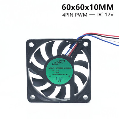 ADDA 6010 60MM 60x60x10MM Cooling Fan Hypro Bearing Ultra-thin Silence AD06012HX10AB00 Охлаждащ вентилатор с 4pin PWM