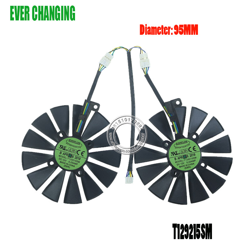 2PCS/lot 95MM 4Pin T129215SM ventilator za hlađenje za ASUS ROG-POSEIDON-GTX 1080 Ti-P11G-GAMING ventilator GTX1080Ti ventilator za hlađenje video kartice