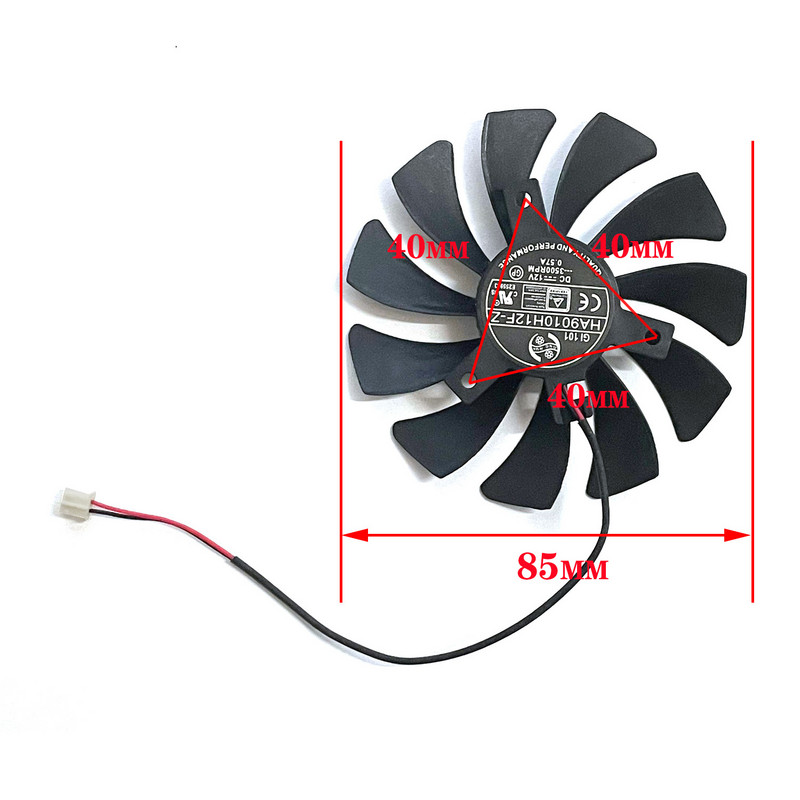 HA9010H12F-Z 85 mm 2 kontaktų DC 12V 0,57A GTX 1050Ti GPU aušintuvas, skirtas MSI GeForce GTX 1050 Ti 4G OC GTX 1050 2G OC grafikos aušintuvui