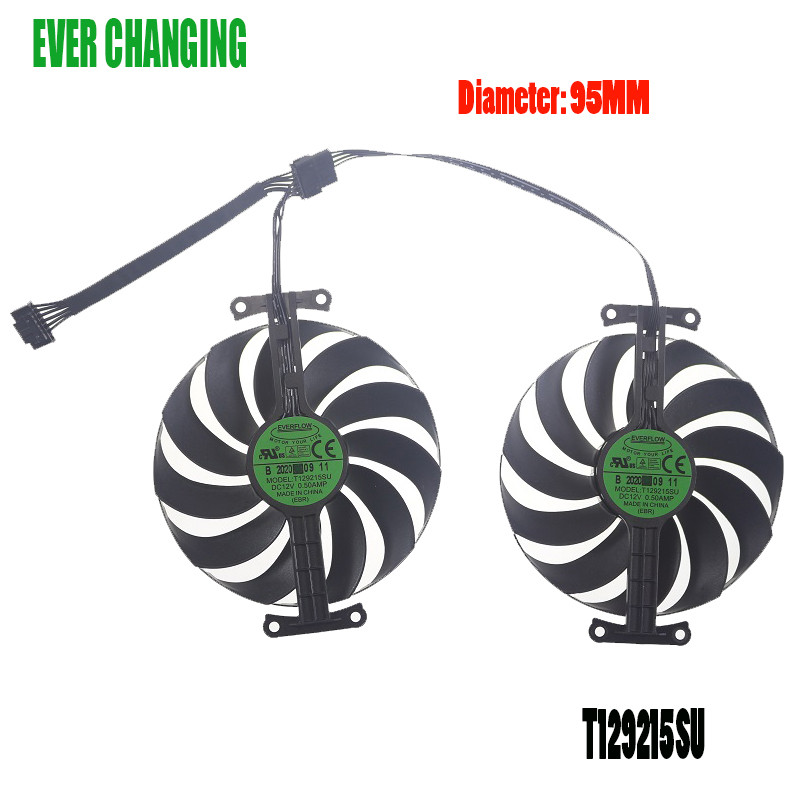 95 mm T129215SU 12V 0,50A RTX3070 RTX3060Ti Skirtas ASUS RTX 3070 3060 Ti DUAL OC grafikos plokštės aušintuvo ventiliatorius