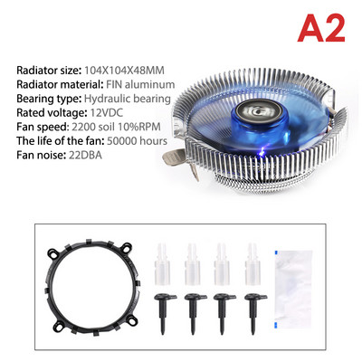 1Pc Led CPU hladnjak Hlađenje CPU Ventilator Pc Ventilator za hlađenje 1200 Radijator za Lga 775 1150 1151 1155 1156 1366 X79 X99 2011 Amd AM3/4