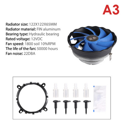 1Pc Led CPU hladnjak Hlađenje CPU Ventilator Pc Ventilator za hlađenje 1200 Radijator za Lga 775 1150 1151 1155 1156 1366 X79 X99 2011 Amd AM3/4