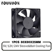 1 komad 80mm 8025 80X80X25MM Ventilator za hlađenje 5V/12V/24V DC Ventilator za hlađenje bez četkica 8025 Aksijalni ventilator s rukavcem i dvostrukim kugličnim ležajem