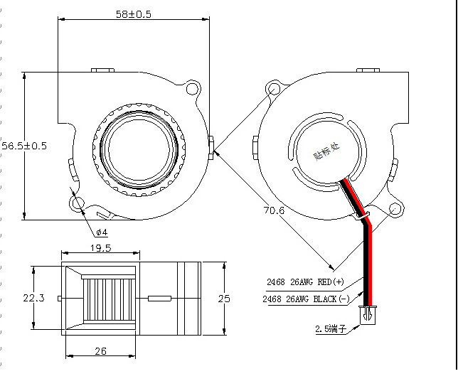 SXDOOL DC hűtés 2 tűs 60x60x25mm 6cm 60mm kis PC centrifugális 12V 24V kettős golyóscsapágyas ventilátor