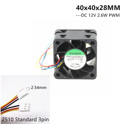 Sunon 4028 40x40x28mm 40mm szerverventilátor kettős golyóscsapágyas PMD1204PQB1-A 12V 2.6W hűtőventillátor 3PIN