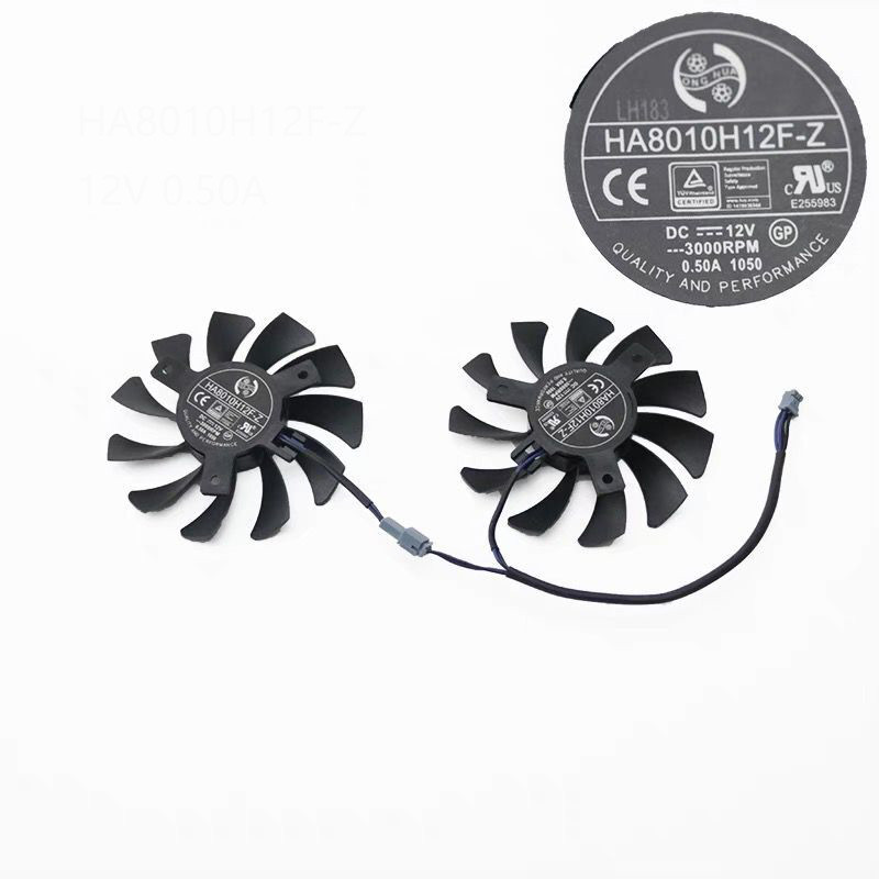 HA8010H12F-Z 75 Mm 2 Pin GTX1050Ti GPU Koeler Dual Fan Voor Msi Geforce Gtx 1050Ti GTX-1050-Ti-4GT-OC Grafische Kaart Koeling