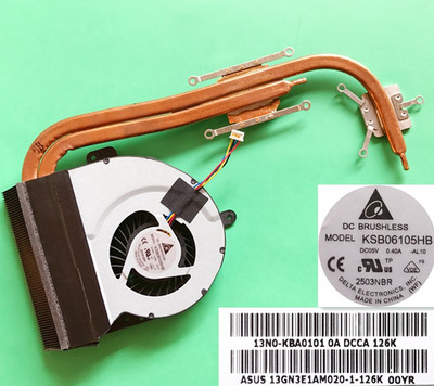 Naujas nešiojamojo kompiuterio procesoriaus ventiliatoriaus aušintuvo radiatoriaus vario vamzdžio modulis, skirtas Asus K53SD KSB06105HB-AL10 KSB06105HB -AL10 KSB06105HB AL10