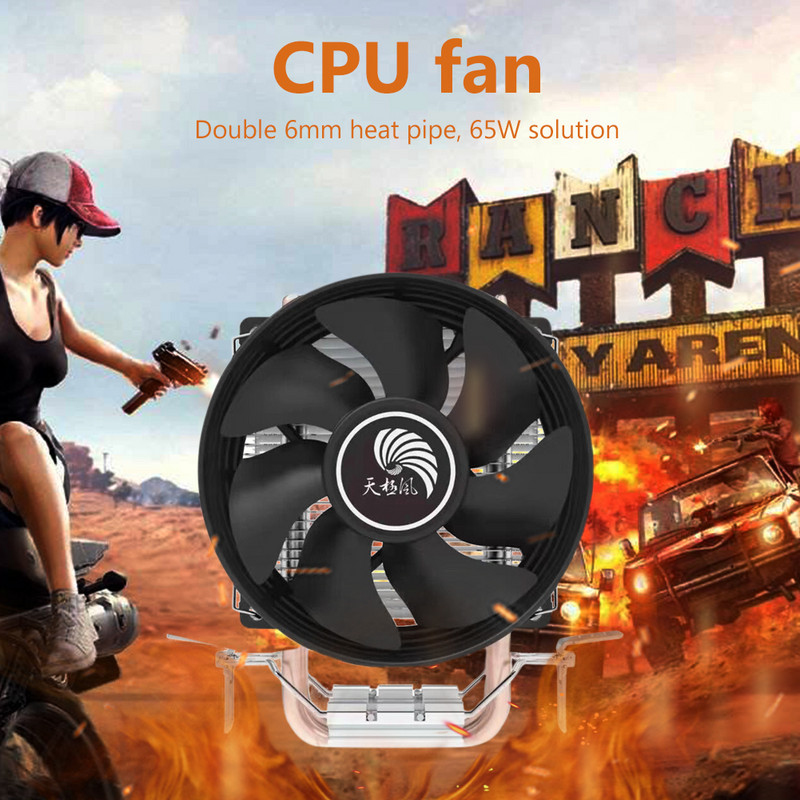 Dual Heat Pipes CPU hladnjak DC 12V Desktop CPU Ventilator za hlađenje Tihi radijator Tower rashladni sustav Računalni dijelovi 9 cm za Intel/AMD
