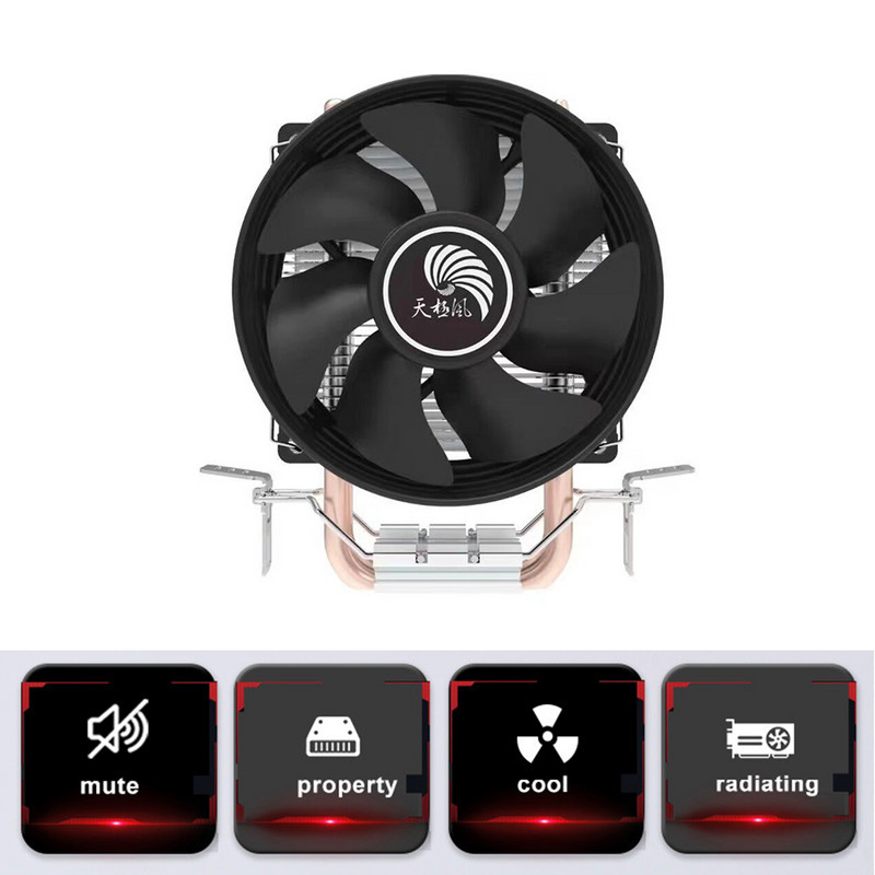 Dual Heat Pipes CPU hladnjak DC 12V Desktop CPU Ventilator za hlađenje Tihi radijator Tower rashladni sustav Računalni dijelovi 9 cm za Intel/AMD