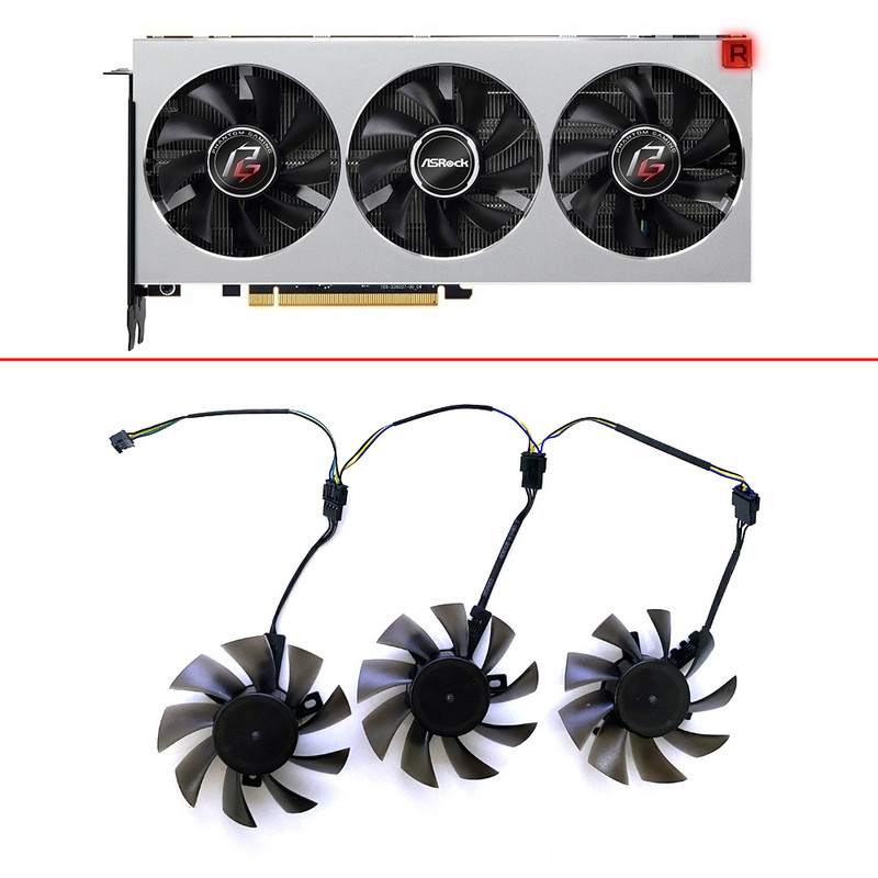 ÚJ 3 DB 75MM FD7010H12S 12V 0.35A Dupla golyóscsapágyas AMD Radeon VII GPU VENTILÁTOR ASRockhoz ASUS XFX Dataland MSI Yeston Sapphire