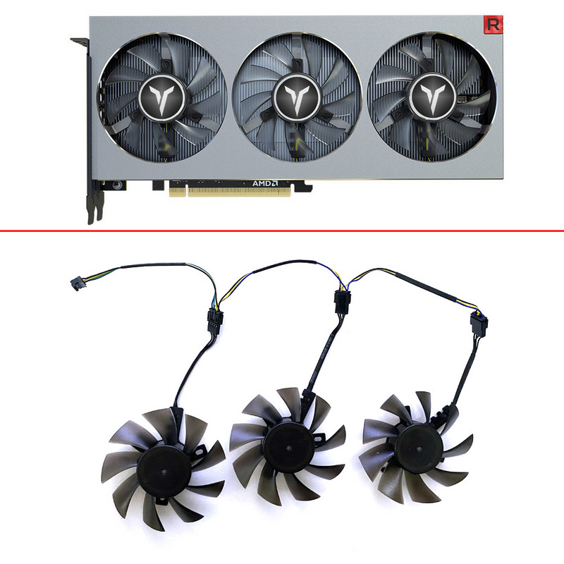 ÚJ 3 DB 75MM FD7010H12S 12V 0.35A Dupla golyóscsapágyas AMD Radeon VII GPU VENTILÁTOR ASRockhoz ASUS XFX Dataland MSI Yeston Sapphire
