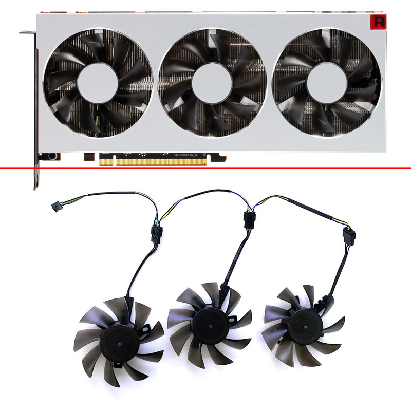 ÚJ 3 DB 75MM FD7010H12S 12V 0.35A Dupla golyóscsapágyas AMD Radeon VII GPU VENTILÁTOR ASRockhoz ASUS XFX Dataland MSI Yeston Sapphire