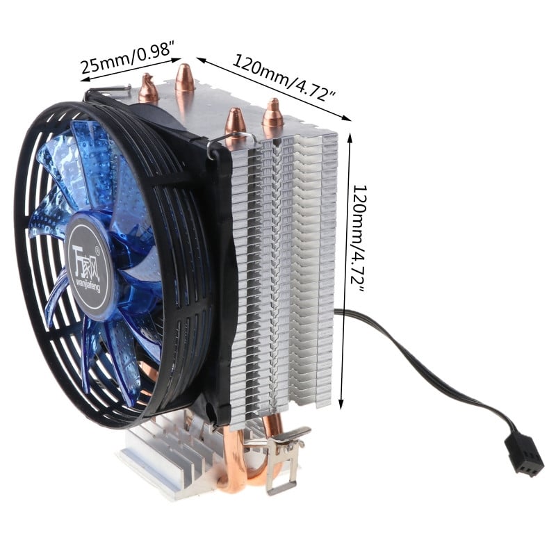 CPU Cooler Master 2 ventilator toplinskih cijevi od čistog bakra s plavim svjetlom Freeze Tower Sustav hlađenja s PWM ventilatorima