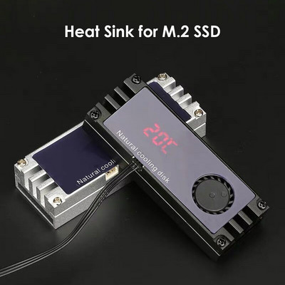 Hladnjak M.2 SSD hladnjaka s turbo ventilatorom za hlađenje Digitalni prikaz temperature za 2280 22110 NVMe NGFF M2 solid state disk
