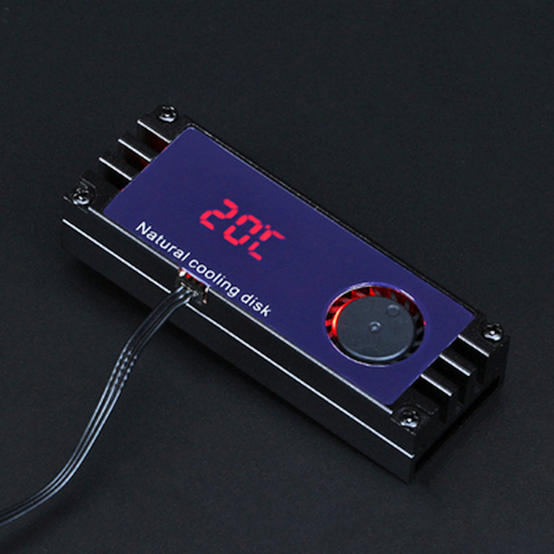 M.2 SSDHeatsink aušintuvas su turbo aušinimo ventiliatoriaus skaitmeniniu temperatūros ekranu, skirtas 2280 22110 NVMe NGFF M2 kietojo kūno diskai