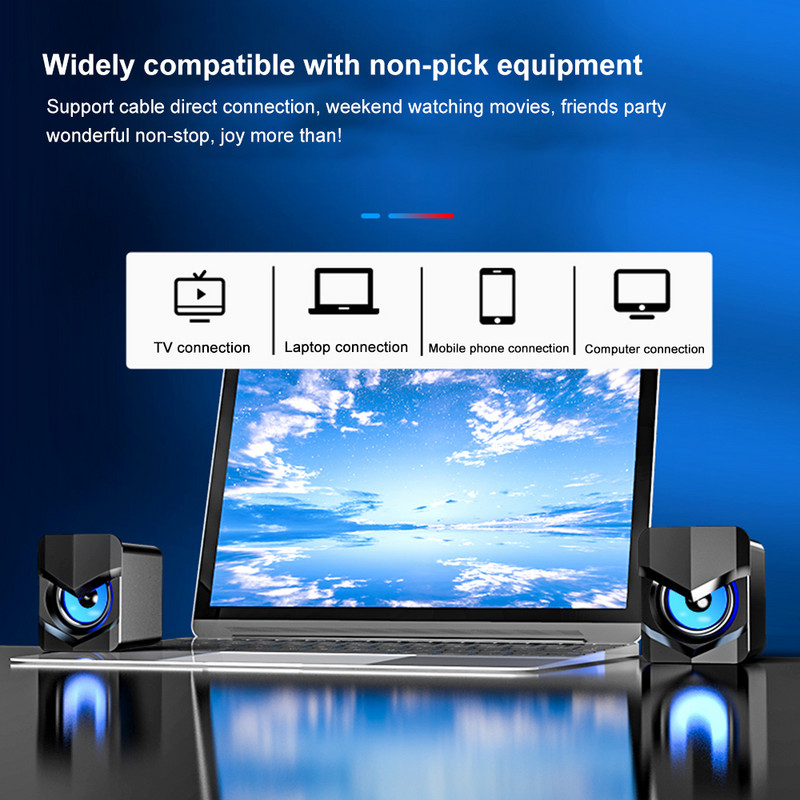 Számítógépes hangszóró mélynyomó 3,5 mm-es vezetékes zenelejátszó Soundbox USB tápellátású otthoni hangszórók mélynyomó mobiltelefonhoz laptophoz