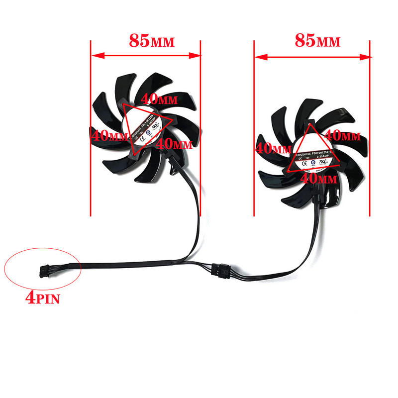 2 DB FDC10H12S9-C FD7010H12S 4PIN 85MM R9 270X GPU hűtő Sapphire R9 270X 280X HD7870 HD7950 HD7850 HD6850 hűtőventilátorhoz