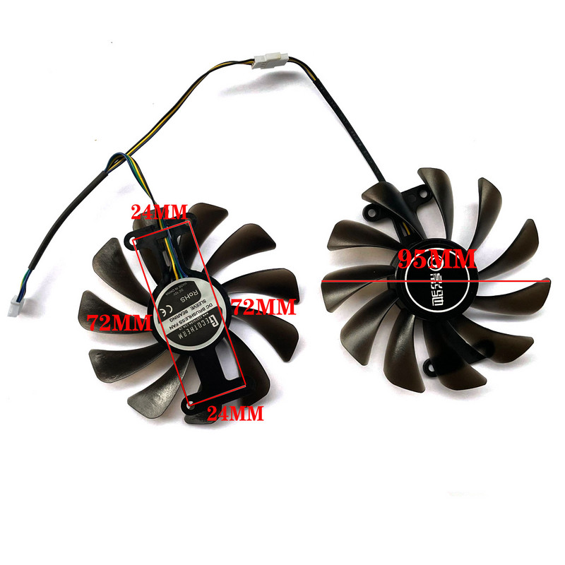 2 buc Cooler nou-nouț, 95 mm, 4 pini, GFM10012H12SPA, pentru ventilator grafic KFA2 Galaxy Geforce GTX 1070 1070Ti 1080 Exoc Snpr