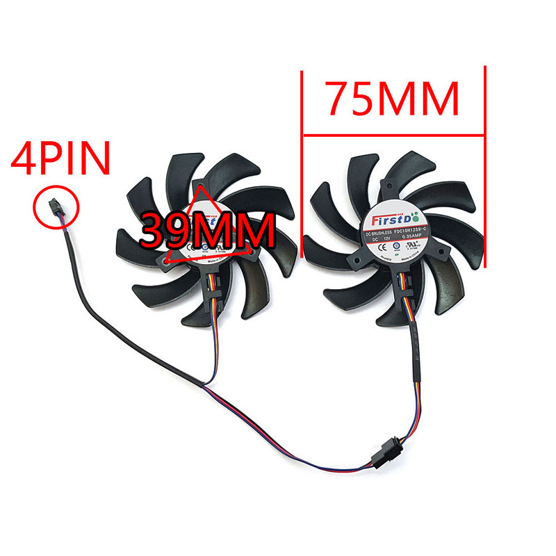 ÚJ 1 LOT 75MM 4PIN FD7010H12S HD 7850 GDDR5 GPU ventilátor， Sapphire Dual-X HD7850 1G GDDR5 HD7850 2GB grafikus kártya hűtőventilátorhoz