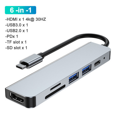 USB centrmezgla dokstacija Usb C HDmi centrmezgls 3 0 C tips vairāku centrmezglu dokstacijas Usb vairākas pieslēgvietas portatīvais USB paplašinātājs klēpjdatoram Macbook datoram