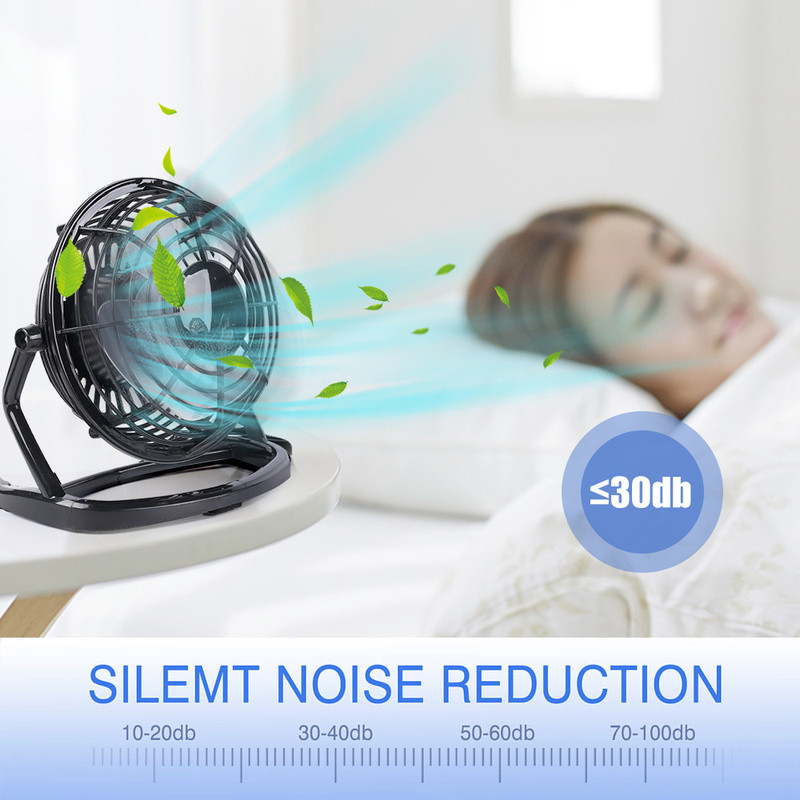 USB csendes ventilátoros asztali hűtő laptop notebookhoz nyári hűtőventilátor 4 lapátos forgatható USB mini ventilátor fekete/fehér/kék