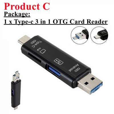 USB 2.0 kaardilugeja USB-C Type-C OTG Micro SD kaardilugeja adapter 3 in 1 USB 3.0 TF/Mirco SD nutikas mälukaardilugeja telefoni jaoks