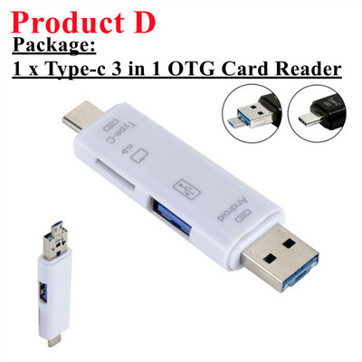USB 2.0 kaardilugeja USB-C Type-C OTG Micro SD kaardilugeja adapter 3 in 1 USB 3.0 TF/Mirco SD nutikas mälukaardilugeja telefoni jaoks