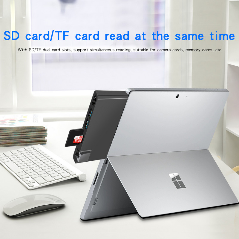 Rocketek USB 3.0 HUB 4K HDMI saderīgs 1000 Mbps Gigabit Ethernet SD/TF, kas paredzēts Microsoft Surface Pro 4/5/6 klēpjdatoru dokstacijām