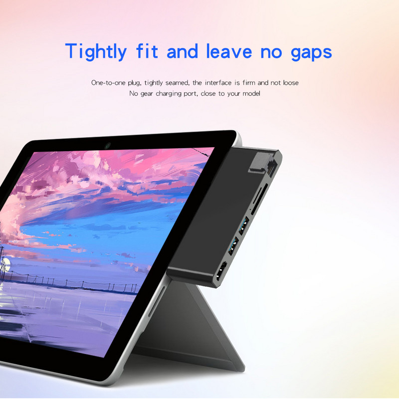 Rocketek USB 3.0 HUB 4K HDMI saderīgs 1000 Mbps Gigabit Ethernet SD/TF, kas paredzēts Microsoft Surface Pro 4/5/6 klēpjdatoru dokstacijām