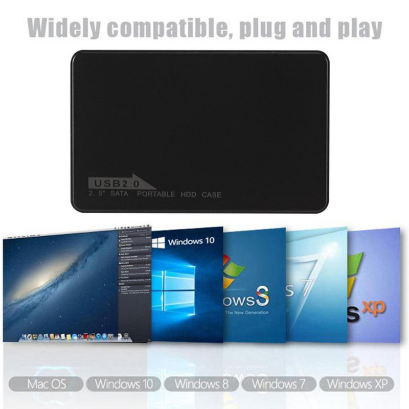 USB 2.0 kietojo disko dėžutės korpusas 2,5 colio SATA HDD SSD mobilusis išorinis dėklas 480Mbps/s perdavimo greitis nešiojamam staliniam kompiuteriui