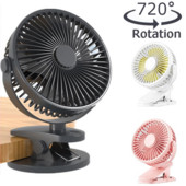 Mini ventilator de răcire Clip portabil de birou Încărcare USB Ventilatoare răcoritoare 360 de grade 3 viteze Mute cu vânt puternic pentru acasă dormitor vara