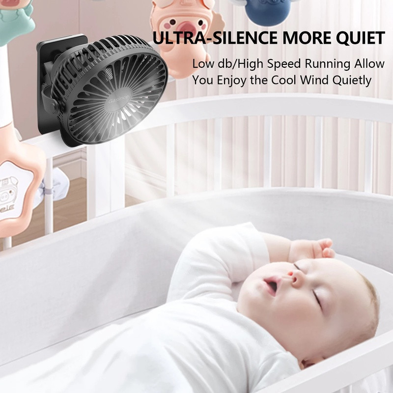 Mini dzesēšanas ventilators pārnēsājams galddatora klips USB uzlāde, dzesēšanas ventilatori 360 grādu 3 pakāpju izslēgšana ar spēcīgu vēju mājas guļamistabas vasarai