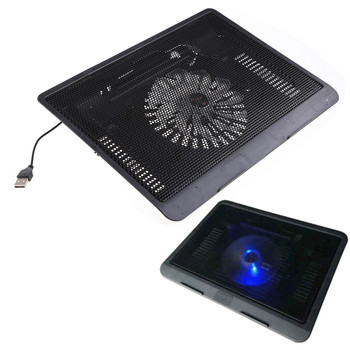 Охлаждаща подложка за лаптоп, преносима 2 захранвана от USB, охладителна стойка за лаптоп и преносим компютър с 1 син LED вентилатор, подходяща за 12-14\