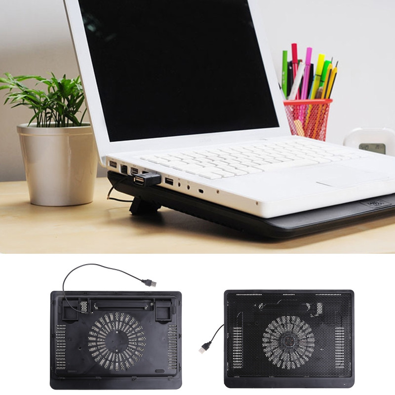 Охлаждаща подложка за лаптоп, преносима 2 захранвана от USB, охладителна стойка за лаптоп и преносим компютър с 1 син LED вентилатор, подходяща за 12-14"