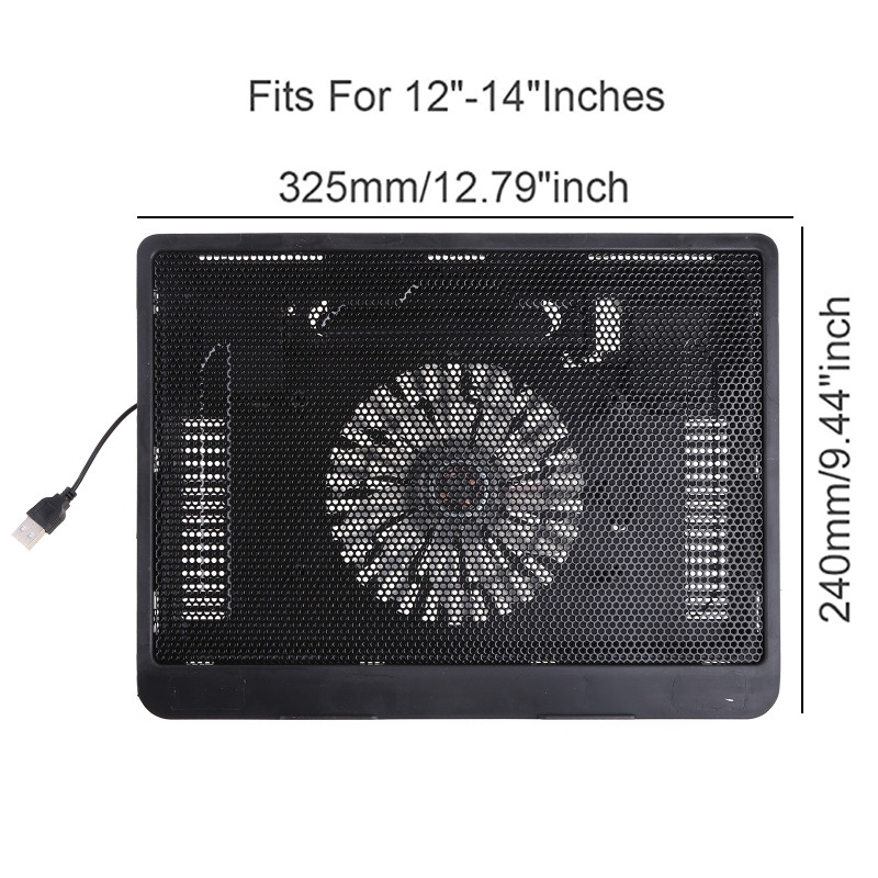 Охлаждаща подложка за лаптоп, преносима 2 захранвана от USB, охладителна стойка за лаптоп и преносим компютър с 1 син LED вентилатор, подходяща за 12-14"