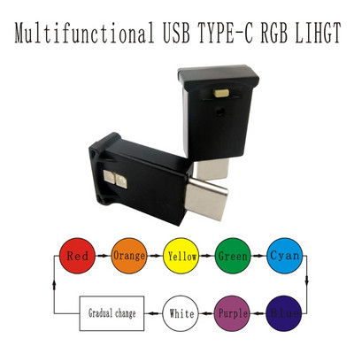 2021. gada Creative Mini Type-C LED RGB apkārtējās gaismas spilgtums, regulējams 8 krāsu maināms lukturis