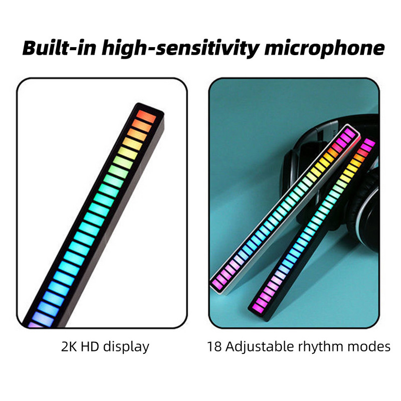 NOVI AUTO / STOLNO RAČUNALO RGB Glasovno aktivirano svjetlo za ritam kontrole zvuka u boji Ambijentalno svjetlo 16/32 bitni indikator razine glazbe