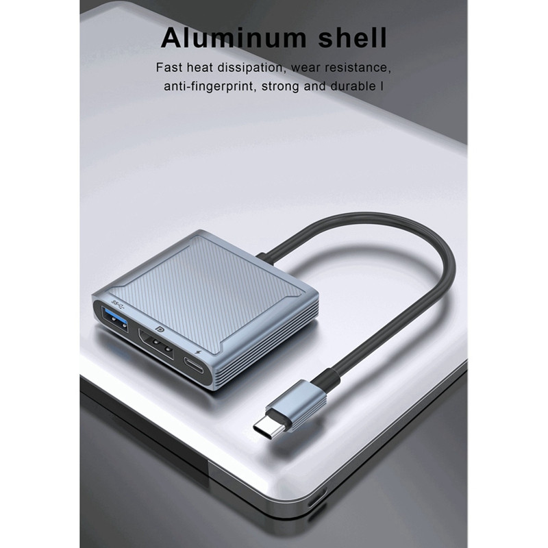 3 vienā C tipa C tipa USB dokstacijas C tipa displeja portam USB 3.0 ar PD 100W 8K@60Hz 4K@144Hz pārveidotāju Mackbook DP