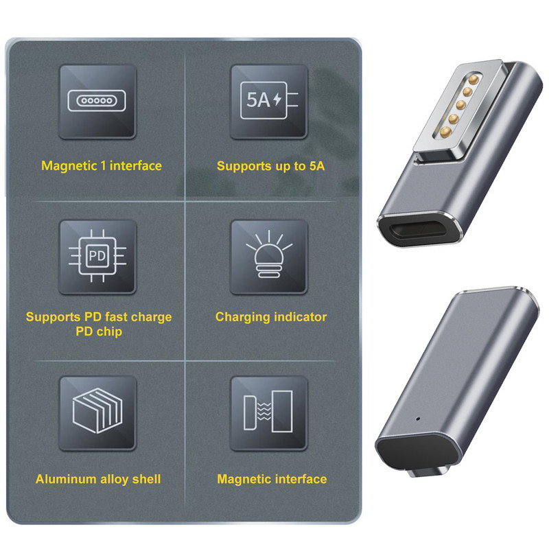 60W tip C/DC5521 magnetski USB PD adapter za Apple Magsafe1/Magsafe2 MacBook Air/Pro USB C ženski konverter za brzo punjenje