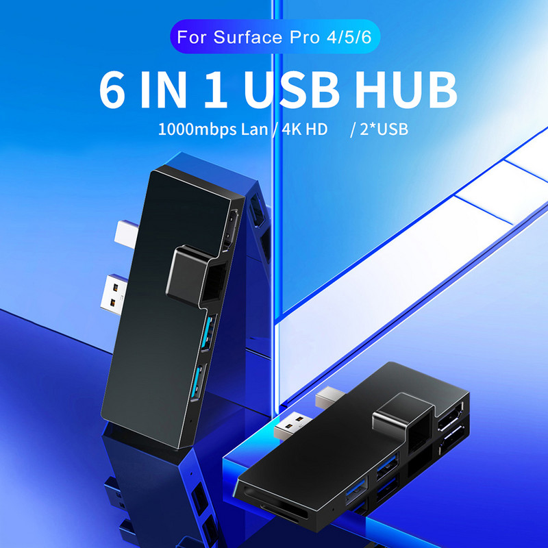 Kietojo disko išorinis korpusas Docking Station Hub 4K Suderinamas RJ45, skirtas adapteriui Microsoft Surface Pro 4 5 6