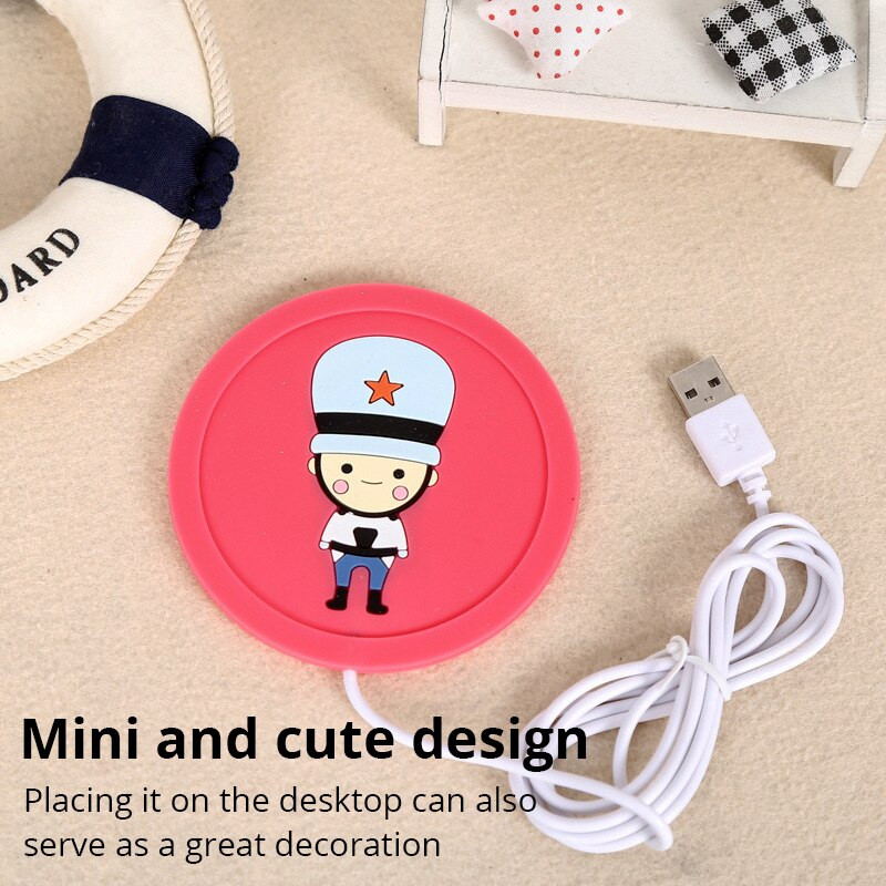 Rajzfilm Szilikon USB töltés Fűtés Poháralátét ülőgarnitúra Anti Wet alátét tartozékok Piros