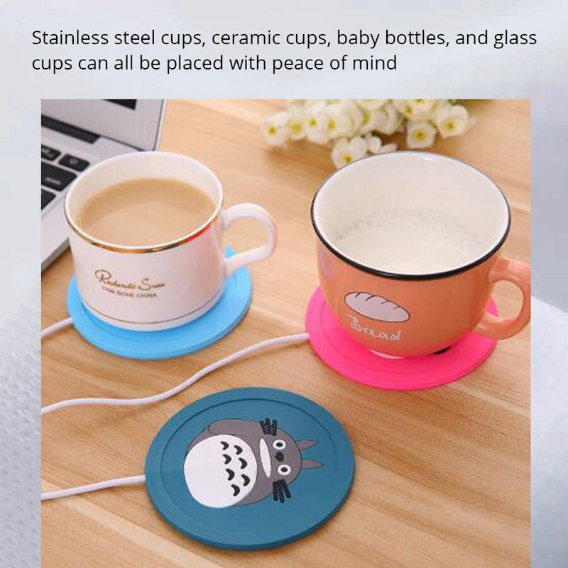 Rajzfilm Szilikon USB töltés Fűtés Poháralátét ülőgarnitúra Anti Wet alátét tartozékok Piros